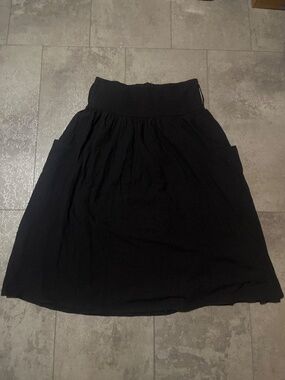 Black High waist yoke skirt a-line